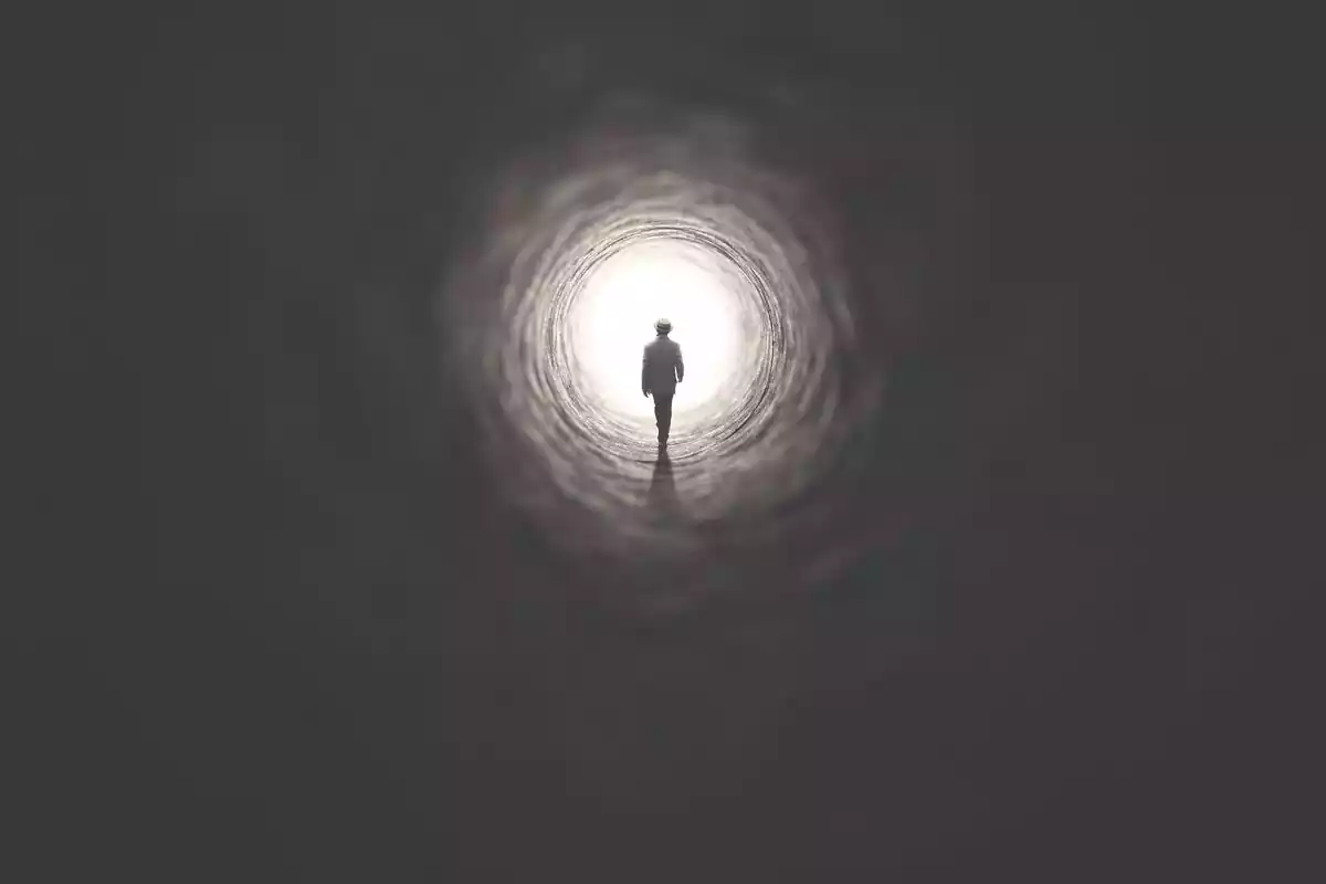 A man in a tunel