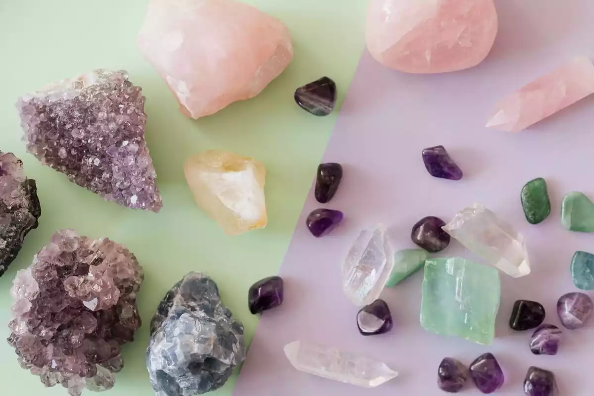 Different gemstones and crystals