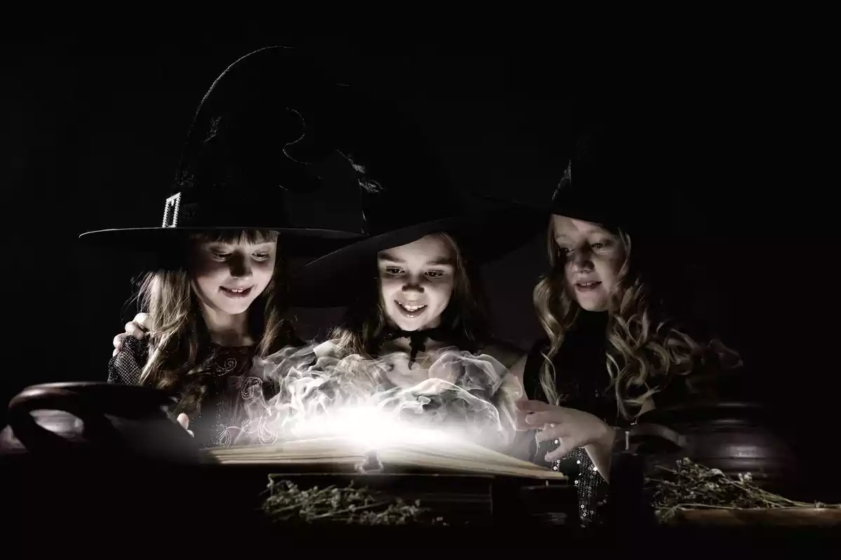 Group of witches doing magic
