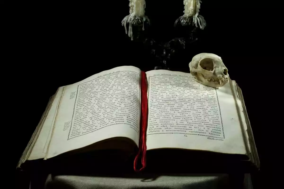 Witch journal with a skull and candles